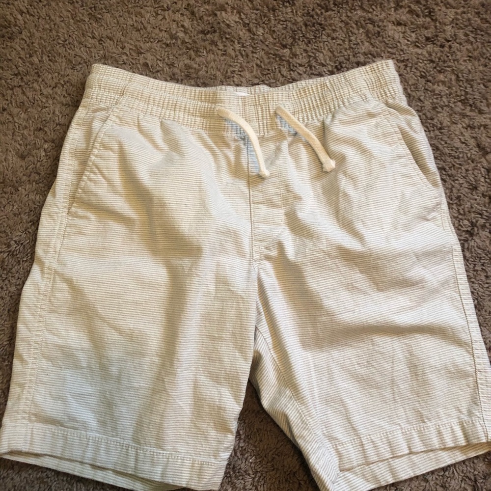 Beige and white striped shorts